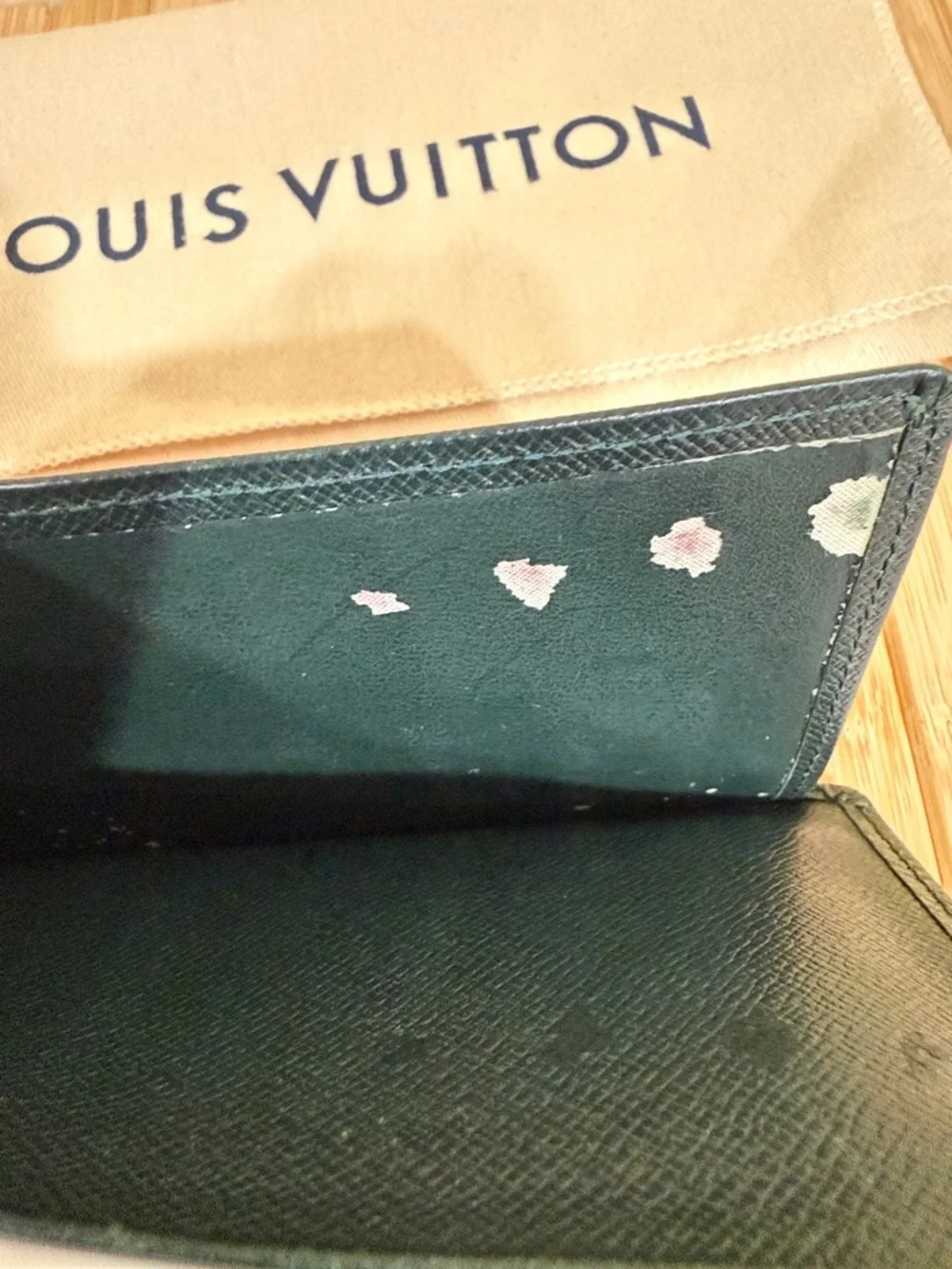 Louis Vuitton Dark Green Textured Leather Long Wallet Louis Vuitton credit card💳 - Picture 7 of 11